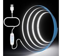 Aurevita 4m Ruban Led COB USB 5 V, Blanc Chaud à Intensité Variable CRI85+ Bandeau Led 8mm Pour fond TV, Cuisine, Chambre, Fête, éclairage de Décoration DIY Bande Lumineuse Led (Cool White 4m)
