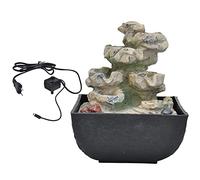 Aurikall Fontaine de Table en résine avec lumière LED et Pompe Submersible, décoration de Cascade intérieure pour Bureau à Domicile, AC 220-240 V (lumière Jaune)