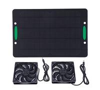 Aurikall Kit de Ventilation par Panneau Solaire - Système de Circulation d'air 270 x 175 mm avec Deux Ventilateurs d'extraction et Module d'alimentation 10 W, Dissipation Thermique à