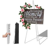 Aurinovellia Chevalet Mariage 160cm, Chevalet Peinture Portable avec Sac de Rangement, pour Affiche Ajustable Pliable Trépied, pour Intérieur, Extérie, Mariage, Peinture, Spectacle (Blanc)