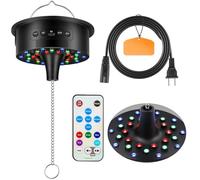 AURIVEE Moteur de Boule Disco avec Télécommande,Vitesse Réglable 3-15 RPM, 30 LEDs RVB, Alimentation Batterie/Câble, pour Boule Miroir 10-40 cm - Éclairage Fête DJ Mariage(Boule Non Incluse)