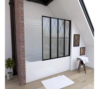 Pare baignoire 4 volets pivotants - profiles noir mat - verre transparent 4mm - TETRA BLACK