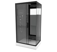 AURLANE Cabine de douche hydromassante Black Mirroir 2 - Structure en aluminium - 110 x 80 x 220 cm - Noir