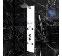 Aurlane Colonne de douche EPSILON WHITE 22 x 125 cm verre trempé buses hydromassantes Blanc