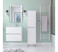 AURLANE Colonne de Rangement Blanc Laqué sur Pieds - Hauteur 160 cm - 2 Portes - Xenos