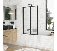 Pare baignoire Pivotant 70x120cm - 2 Volets Noir Mat - Verre Trempé 4mm - DUPLO