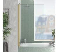 Pare baignoire Rabattable 80x140cm - Profilé Or Doré Brossé - Verre Trempé 4mm - ELEMENTARY