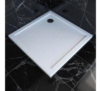 Receveur de douche a poser carre extra plat en acrylique renforcee blanc finition pierre - 90x90 cm