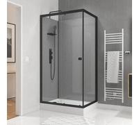 Cabine de douche 110x80x215 cm - Fonds Gris Profilés Noir Mat - FOGGY