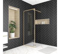 Paroi de Douche 80x200 cm - Cadre et Bras Aluminium Finition Or Doré Brossé - GOLDY CONTOURING