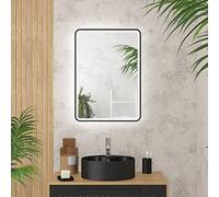 Miroir salle de bain avec eclairage LED et contour noir - 50x70cm - GO BLACK LED