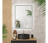 Miroir salle de bain avec eclairage LED et contour noir - 60x80cm - GO BLACK LED