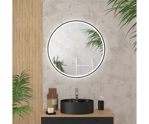 AURLANE Miroir Salle de Bain Rond avec éclairage LED et Contour Noir - Ø70cm - GO Black LED