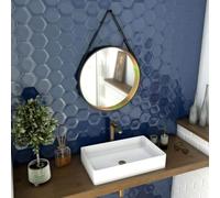 AURLANE Miroir Salle de Bain Rond - diamètre 55cm - Noir Mat et Finition Bronze - Circle Horus