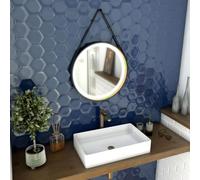 AURLANE Miroir Salle de Bain Rond - diamètre 55cm - Noir Mat et Finition Bronze - Circle Horus LED