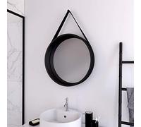 AURLANE Miroir Salle de Bain Rond Type barbier - diamètre 50cm - Barber Dark