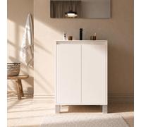 AURLANE Pack Meuble Salle de Bains 70cm Laqué Blanc 2 Portes avec Vasque Céramique Blanche - Xenos