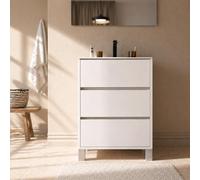 AURLANE Pack Meuble Salle de Bains 70cm Laqué Blanc 3 Tiroirs avec Vasque Céramique Blanche - Xenos