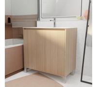 AURLANE Pack Meuble Salle de Bains 80 cm Chêne Clair, 2 Portes avec Vasque Céramique - Xenos