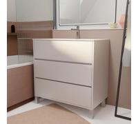 AURLANE Pack Meuble Salle de Bains 80 cm Laqué Blanc, 3 tiroirs avec Vasque Céramique - Xenos