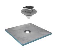 Receveur de Douche à Carreler 90x90 cm avec Bondes à Sortie Verticale - Grille Inox