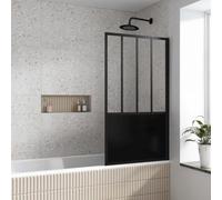 Pare Baignoire Pivotant 130x75cm Type Industriel - Profilé Noir Mat - Verre Trempé - GLASSY SCREEN