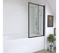 AURLANE Pare Baignoire Rabattable 75x130cm - Finition Noir Mat - Dark Contouring Screen
