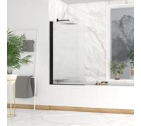 Pare baignoire Rabattable 80x140cm - Profilé Noir Mat - Verre Trempé Ondulé 5mm - WAVY