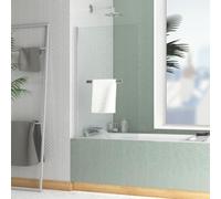 AURLANE Pare-Baignoire Rabattable avec Porte-Serviette 70x120 cm - Profilé Chromé - Verre 4 mm