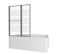 Pare baignoire relevable 139x105cm avec volet - verre transparent avec bande depolie