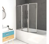 AURLANE Pare-Baignoire Pivotant 3 Volets Chrome - 125x143 cm - Verre Trempé 4 mm - ZAGGY Chrome