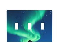 Aurora Night Sky Plaque d'interrupteur à 3 interrupteurs en polycarbonate incassable résistant à la chaleur Décoration pour la maison