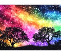 aurore Ciel étoilé Peinture Numéro Adulte, avec Pinceaux et Couleurs Acryliques, Relaxation, Loisirs Créatifs Adultes, Sctivité Manuelle Adulte, Décoration Salon Maison Sans Châssis 30x40cm m5g-446
