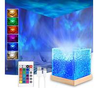 Aurore Projecteur Ciel Etoile, 16 Couleurs LED Lampe Wave Lamp Rechargeable,Télécommande Veilleuse Vague Océanique Projecteur Galaxie Lumiere,Decoration Chambre,Lampe de Chevet Chambre Enfant/Adult