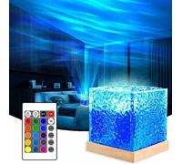 Aurore Projecteur Ciel Etoile, Veilleuse Ondulation De L'Eau，Veilleuse Projecteur, 16 Couleurs Cube Cristal Lampe Aurore BoréAle