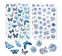 Auroriel 4 Feuilles Avec Autocollants de Fleurs et de Papillons, Idéal pour Enfants et Adultes, Autocollants de Thème Printanier pour Scrapbook, Kit d'Autocollants pour D