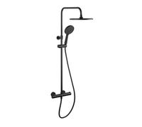 Aurum colonne de douche avec mitigeur thermostatique + douchette 3 jets + douche de tête, noir mat (SATSSTKEMC)