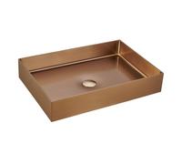 Aurum Vasque à poser en Acier inoxydable 304, 55x38x11cm sans trop-plein + Bonde, Cuivre brossé PVD (SATAUR5538BRG)