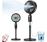 Ausic Ventilateur brumisateur d'extérieur pour terrasse, 30 000 mAh, alimenté par batterie rechargeable, ventilateur de refroidissement portable oscillant de 30,5 cm, ventilateur debout avec