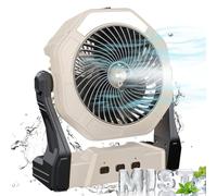 Ausic Ventilateur brumisateur portable, 20,3 cm, ventilateur alimenté par batterie rechargeable par USB 10 000 mAh avec brumisateur, réservoir d'eau de 250 ml et lanterne LED, pour bureau, chambre à
