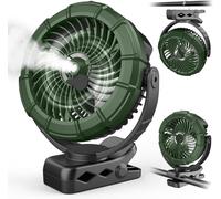 Ausic Ventilateur brumisateur portable à clipser, ventilateur de voiturette de golf, autonomie maximale de 45 h, ventilateur de poussette de camping de 100 ml avec LED, pulvérisateur de