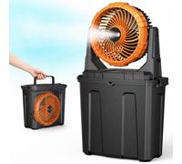 Ausic Ventilateur brumisateur portable de 9 L, 25,4 cm 20 000 mAh pour terrasse, ventilateur à piles rechargeables, ventilateur de refroidissement à eau pour camping/voyage/plage, 3 grandes prises de