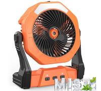 Ausic Ventilateur brumisateur portable, ventilateur d'extérieur pour patios avec brume d'eau, batterie rechargeable de 30 000 mAh, ventilateur de refroidissement personnel avec brumisateur, réservoir