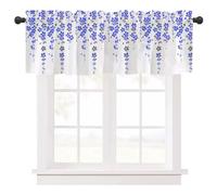 Ausing Rideaux de cuisine courts avec motif floral et vignes bleues | Volants et couches imprimés, décoration moderne pour la chambre à coucher