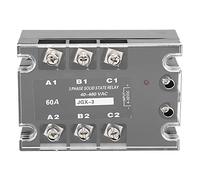 Ausla Contrôleur de Relais à Semi-conducteurs SSR triphasé Relais à Semi-conducteurs en Aluminium ABS JGX3 4860Z 40 à 480VAC 60A Commutation Silencieuse Dissipation Thermique Rapide pour équipement