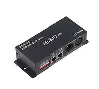 Ausla DMX 512 Décodeur, 4 Canaux Contrôleur LED RGB Gradation Ajustable | PCB et Boîtier en Fer, Large Tension 12V à 24V, Connexion Anode Commune, pour à Domicile, Hôtels et Sobres, Mode Musique