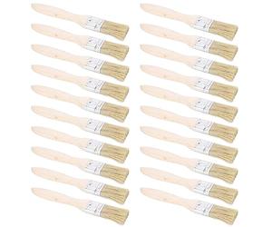 Ausla Ensemble de Pinceaux à Peinture, Pinceaux à Manche en Bois Artificiel pour Peinture Murale et Grillades, Conception Ergonomique avec Largeur de Tête de 1 Pouce, 20 Pièces