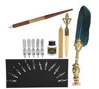 Ausla Ensemble de Stylos de Calligraphie, Plumes de Rechange en Acier | Stylo plongeur avec 17 plumes fantaisie, porte-tampon en métal rose, ouvre-lettre doré, kit de sceau de cire, accessoire de