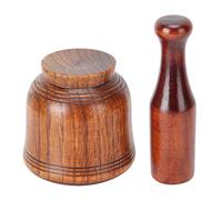 Ausla Ensemble Mortier et Pilon en Bois, Bol de Broyage en Bois de Jujube, Presse-ail Manuel, Base Stable de 3,7 X 3,7 Pouces, Utilisation Facile pour la Cuisine à Domicile, Broyage de Tablettes