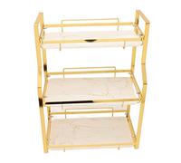 Ausla Étagère d'angle de Salle de Bain en Fer, Support de Rangement à 2 Niveaux, Blanc et Or, Mural ou sur Pied, pour Toilettes, vanité, Comptoir de Cuisine, Salon, Chambre à Coucher (3 Niveaux)